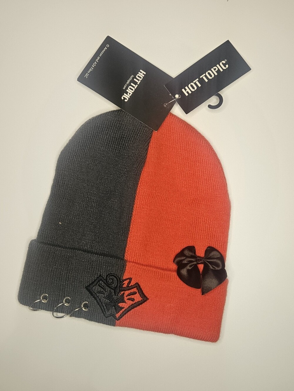 Hot Topic Hazbin Hotel Beanie - Red & Gray - One Size Fit - New - Amazon & A24